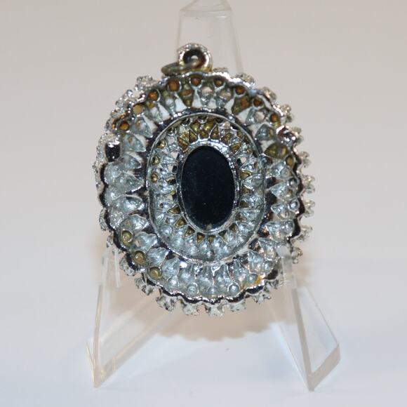 Vintage Cameo Pendant with Faux Pearls and Rhinestones - Picture 2 of 4